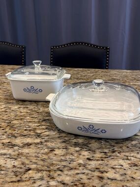 Corningware White Bakeware Dish with Navy Logo Marking